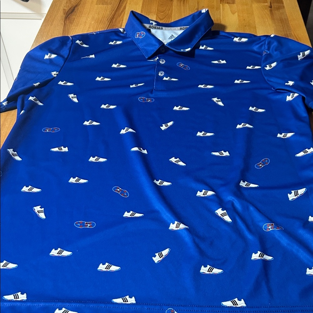 Men's Adidas Shoe Print Polo Shirt Size Large